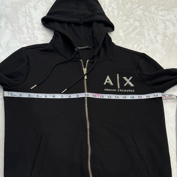 Authentic Unisex Armani Exchange Black and Gold Zip Up Sweater with Logo - Picture 8 of 16